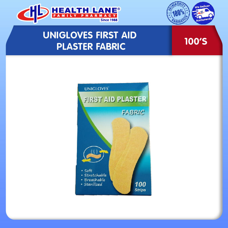 UNIGLOVES FIRST AID PLASTER FABRIC 100'S